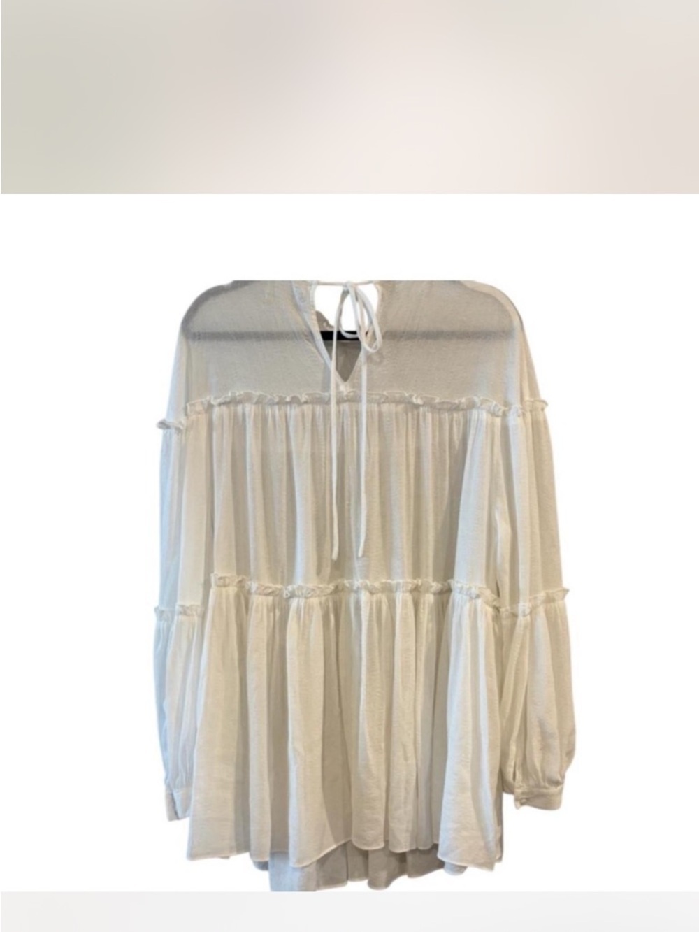 Urban Outfitters Cream Sheer Ruffle Blouse Pirate Core Prairie Top Size M - Picture 3 of 7
